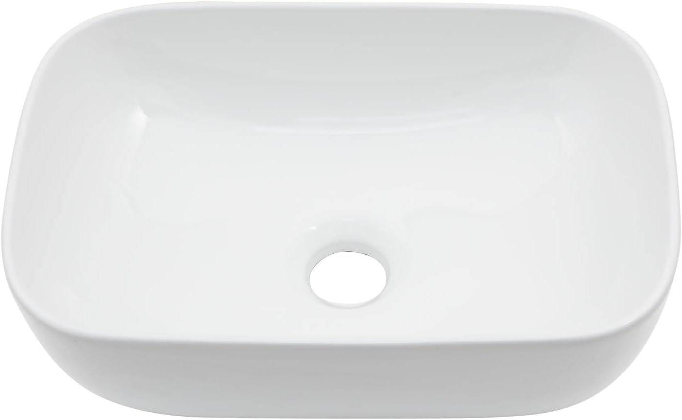 Kichae 19"X15" Glossy Ceramic Rectangular Vessel Bathroom Sink with Faucet KEP18001-MB