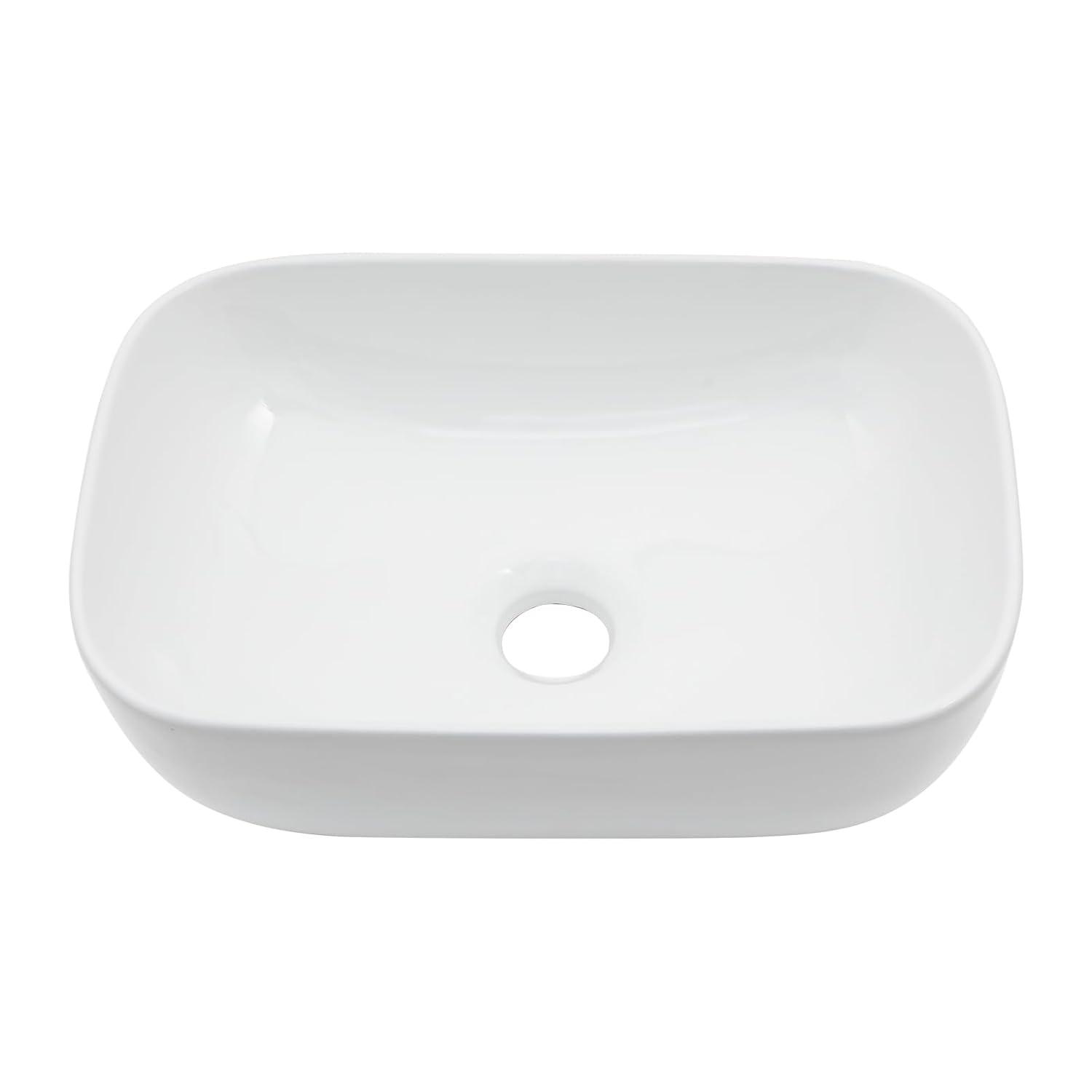 Kichae 19"X15" Glossy Ceramic Rectangular Vessel Bathroom Sink with Faucet KEP18001-MB