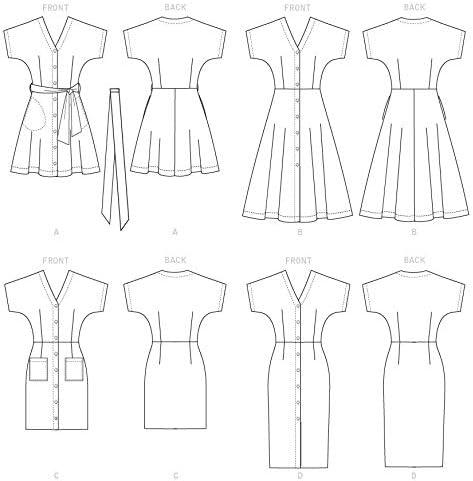 McCall's Patterns McCall's Women's Petite Belt and Button Up Dress, Sizes 6-14 Sewing Pattern, White