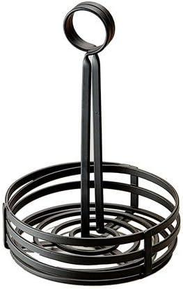 American Metalcraft - FWC69 FWC89 Round Wrought Iron Condiment Rack Basket with Display Handle, 8-Inch, Black