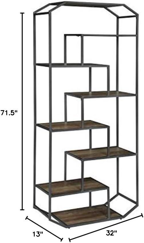 7-shelf Bookcase Rustic Brown and Dark Grey