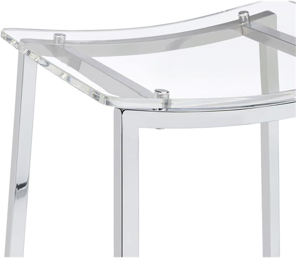 Coaster Set of 2 Jovani Modern Acrylic Backless Counter Height Barstools Clear/Chrome