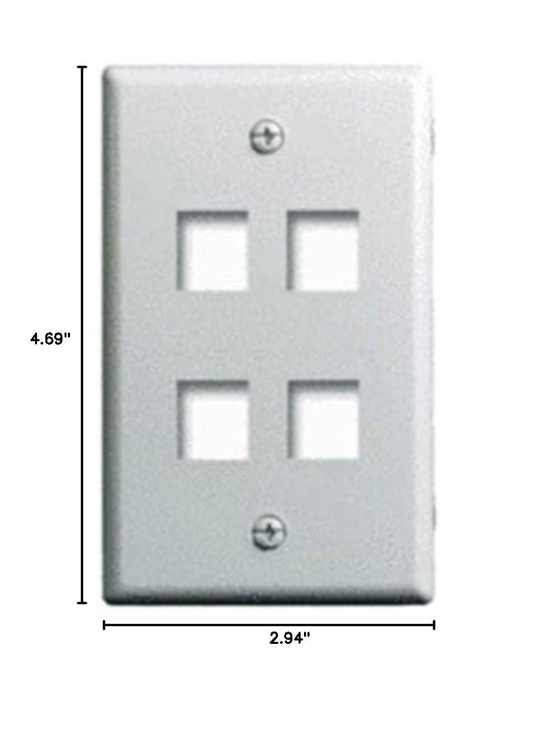 White Single Gang 4-Port Keystone Wall Plate