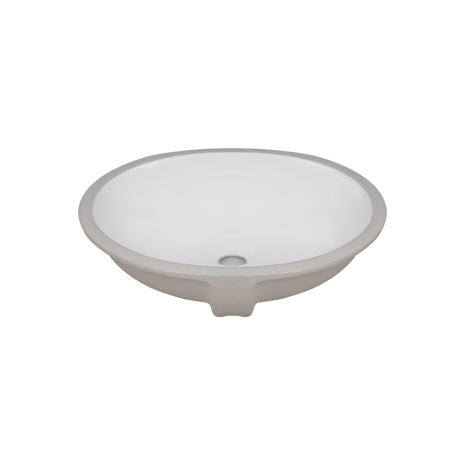 DeerValley Symmetry 19 1/2" X 16" Oval Vitreous China Undermount Bathroom Sink with Overflow