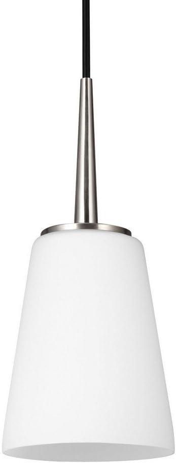 Brushed Nickel Mini Pendant with Etched Glass Shade