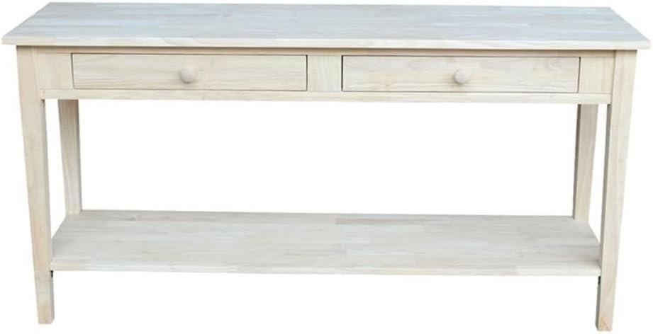 60" Spencer Extended Length Console Server Table Light Brown - International Concepts: Hardwood Foyer Storage