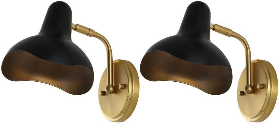 Norrix 10" Wall Sconce (Set of 2) - SCN4107 - Black/Brass - Safavieh