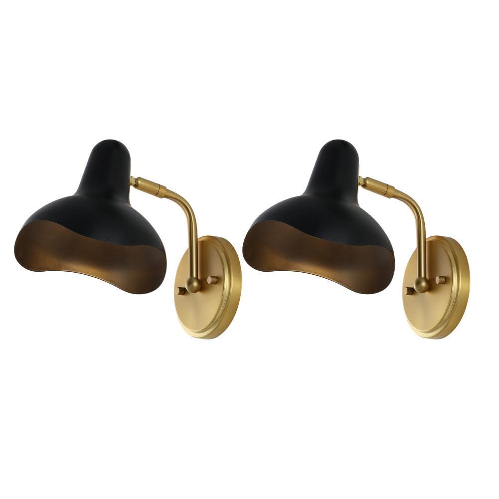 Norrix 10" Wall Sconce (Set of 2) - SCN4107 - Black/Brass - Safavieh
