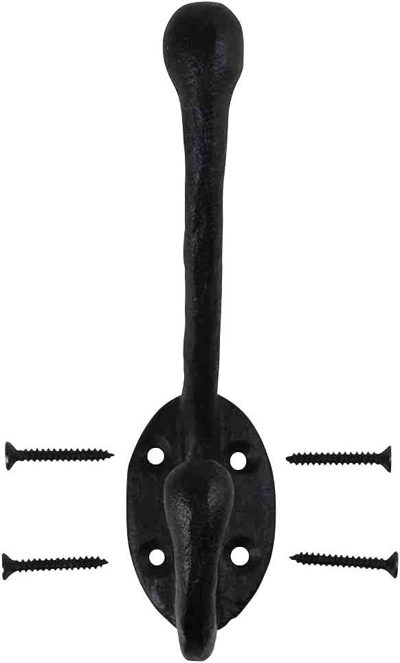 The Renovators Supply Inc. 25845 Wrought Iron Double Wall Mounted Robe Hook (Set of 3)