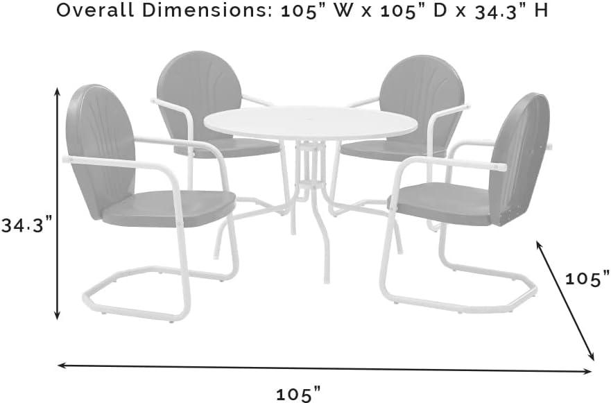 Burley Round 4 - Person 39" Long Powder Coated Steel Dining Set