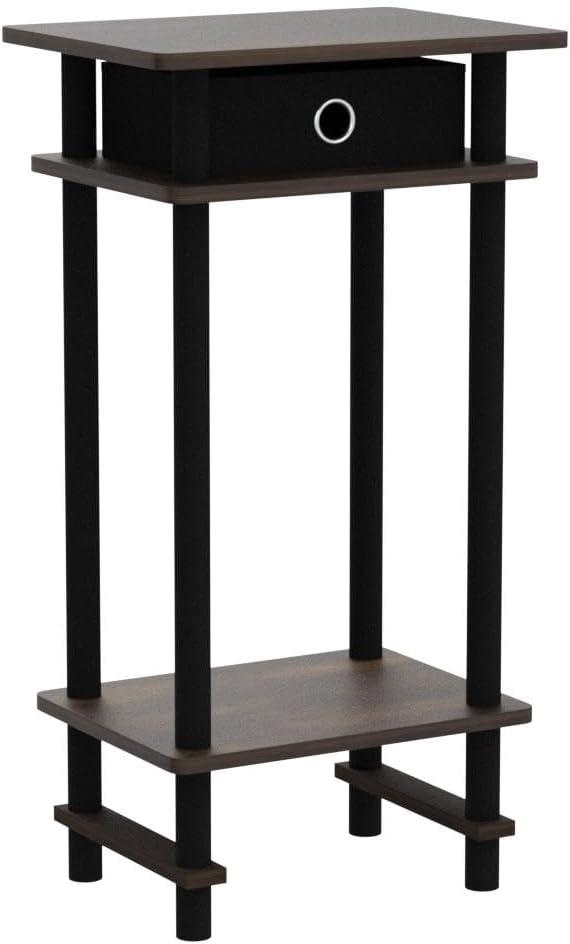 Furinno 2-17017 Turn-N-Tube Tall End Table with Bin, Amber Pine/Black/Black, Set of 2