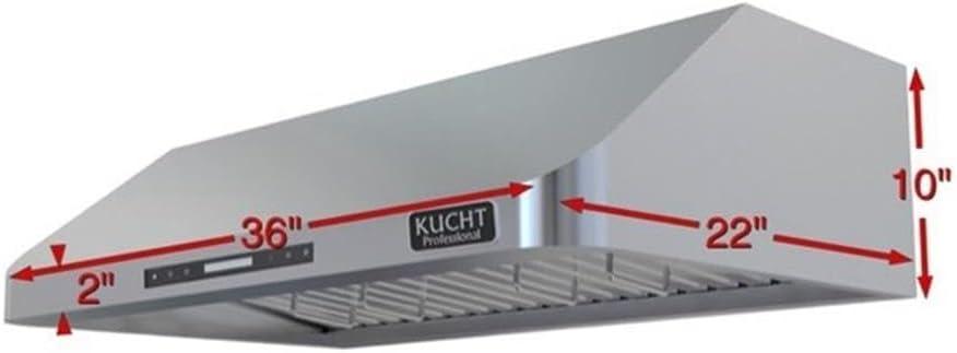 Kucht 36" Stainless Steel 900 CFM Ducted (Vented) Under Cabinet Range Hood with Baffle Filter