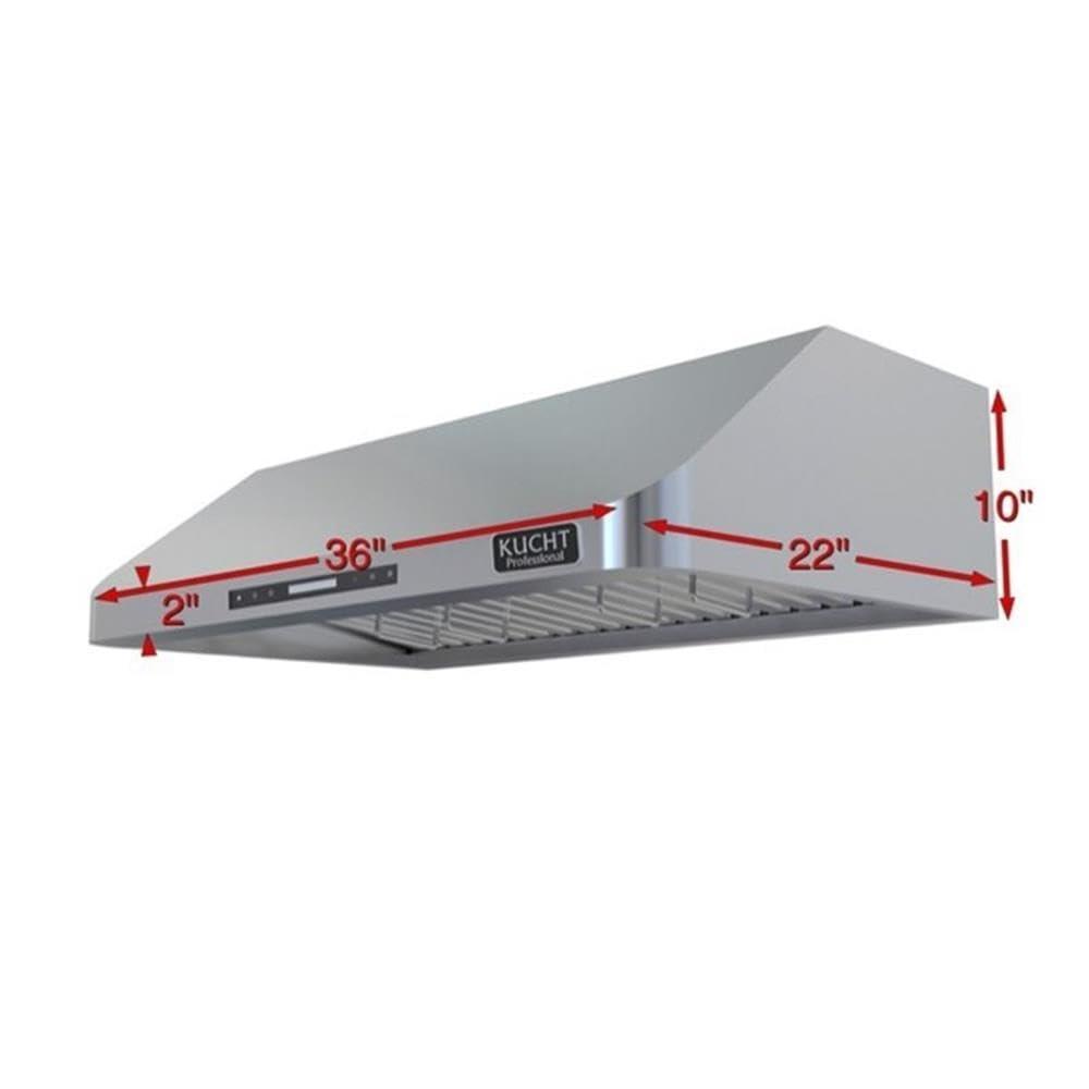 Kucht 36" Stainless Steel 900 CFM Ducted (Vented) Under Cabinet Range Hood with Baffle Filter