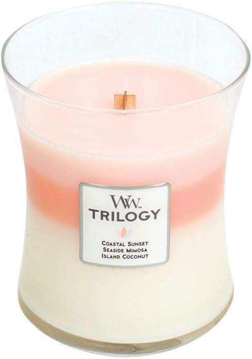 WoodWick Medium Hourglass Scented Candle, Trilogy Island Getaway, 9.7 oz