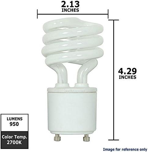 Satco S8204 - 15 watt; Mini Spiral Compact Fluorescent; 2700K; 82 CRI; GU24 base; 120 volts