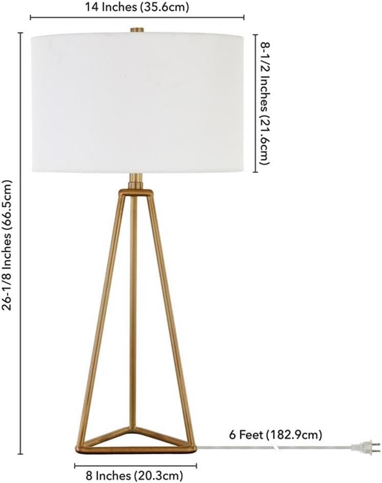 Evelyn&Zoe Gio 26.13" Tall Table Lamp with Fabric Shade in Brushed Nickel/White