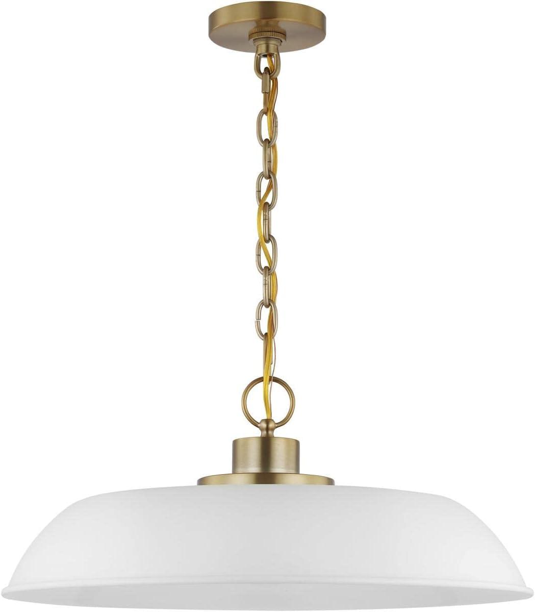 Colony 19.88'' Matte White and Burnished Brass Modern Pendant Light