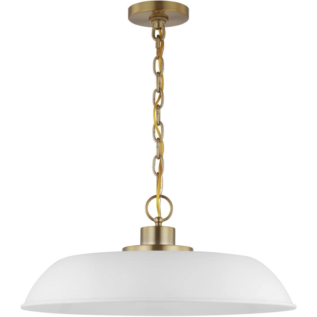 Nuvo Lighting 60/7483 Colgante Colonia de 20" de Ancho - Blanco Mate / Latón Bruñido
