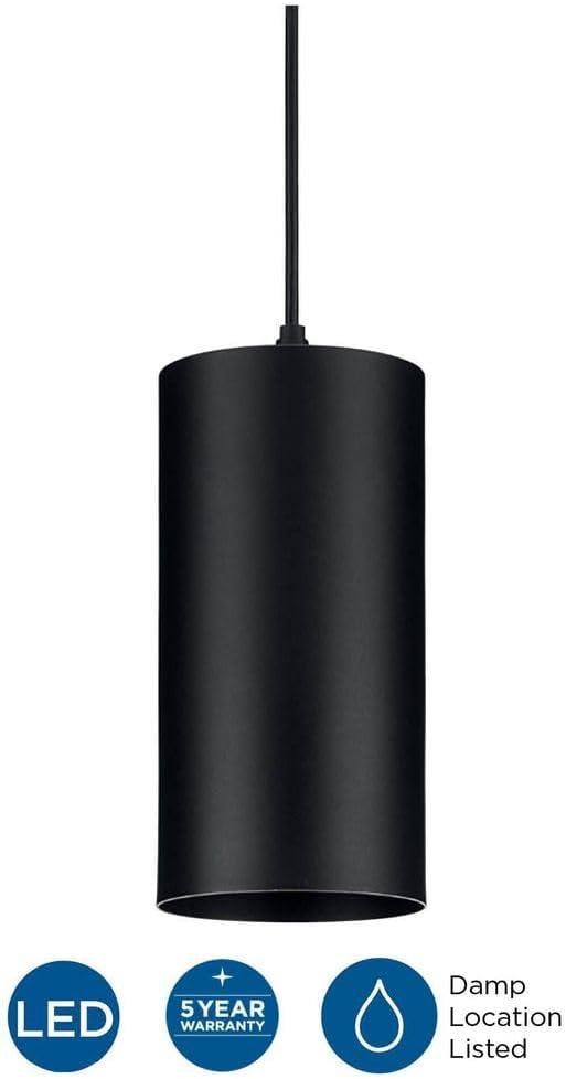 Progress Lighting, Cylinder Collection, 1-Light, Outdoor LED Hanging Pendant, Black, Aluminum, No Shade