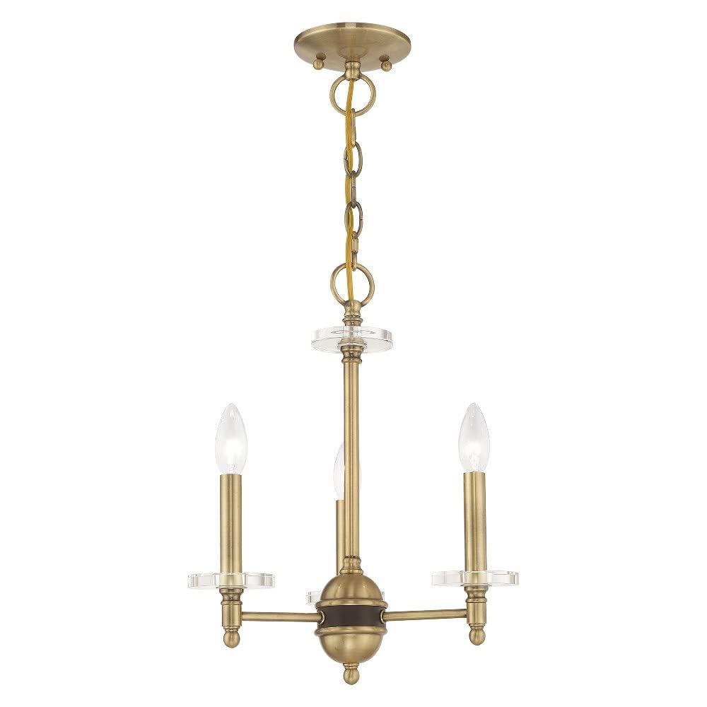 Bancroft Antique Brass Mini Chandelier with Clear Crystal Accents