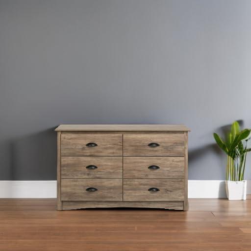 Salt Spring 6 Drawer Condo Dresser Drifted Gray - Prepac: Youthful Storage, Laminated Composite Wood