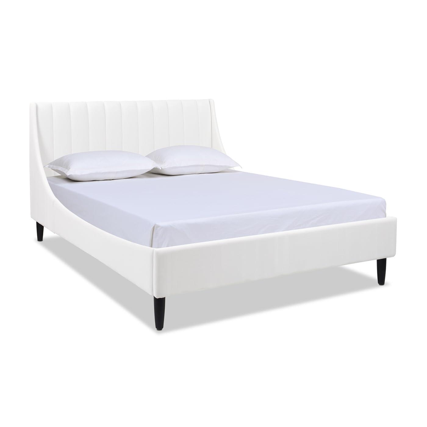 Sandy Wilson Home Aspen Upholstered Platform Bed Queen Cloud White