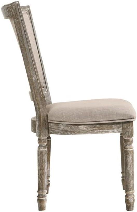 Acme Gabrian Upholstered Dining Side Chair in Reclaimed Gray (Set of 2) Indoor