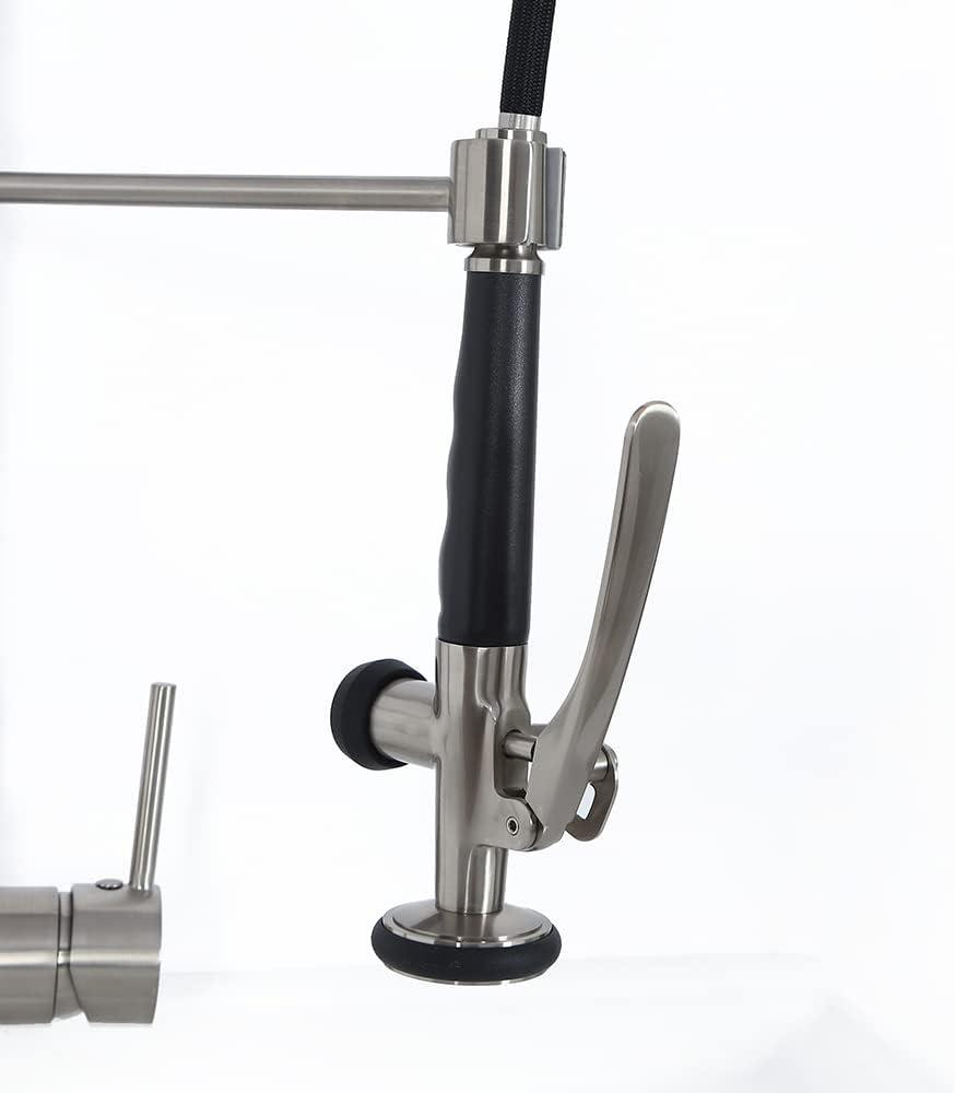 Brushed Nickel Pull-Down Kitchen Faucet with Spring Sprayer