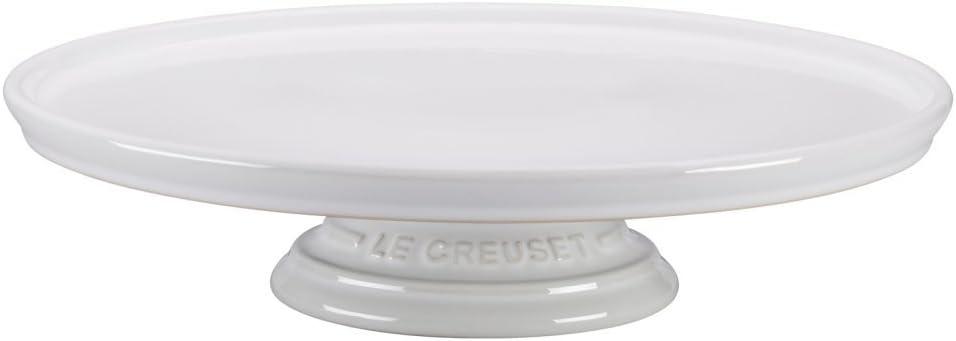 White Enamel Round Ceramic Pedestal Cake Stand