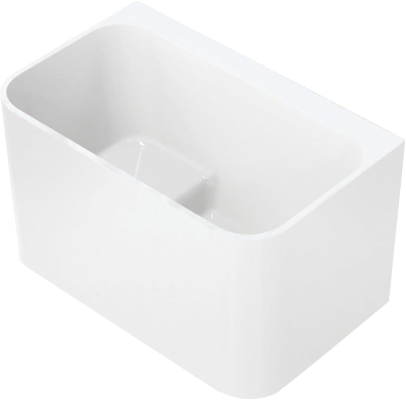 Kingston Brass Aqua Eden 47-Inch Acrylic Rectangular Double Ended Freestanding Tub with Drain and Integrated Seat