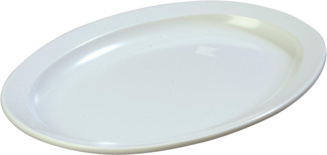 Carlisle FoodService Products Kingline Plastic Oval Platter Oval Tray for Home and Restaurant, Melamine, 13.5 Inches, White, (Pack of 12)