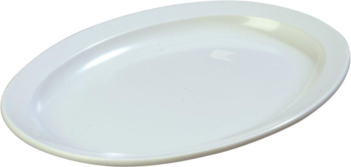 Carlisle FoodService Products Kingline Plastic Oval Platter Oval Tray for Home and Restaurant, Melamine, 13.5 Inches, White, (Pack of 12)