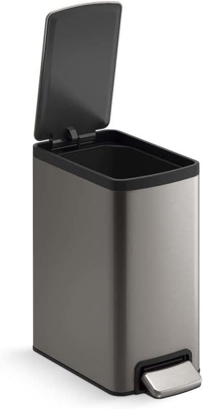 6-Liter Step Trash Can, Black Stainless