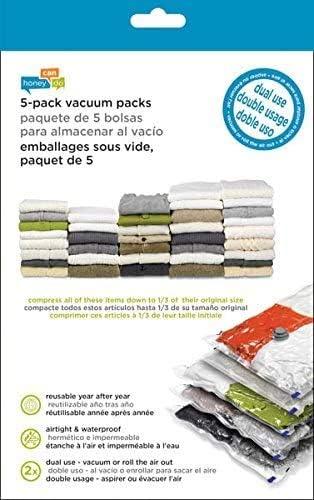 Honey-Can-Do Vinyl Closet Vacuum Storage Bags, Clear, 5 Pack