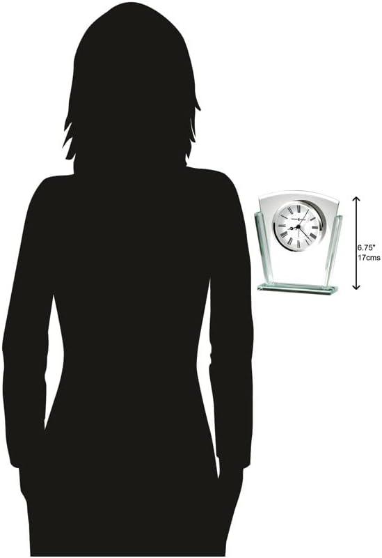Howard Miller® Granby Modern & Contemporary Roman Numeral Glass Quartz Movement / Crystal Tabletop Clock with Alarm in Polished Silver/White/Black
