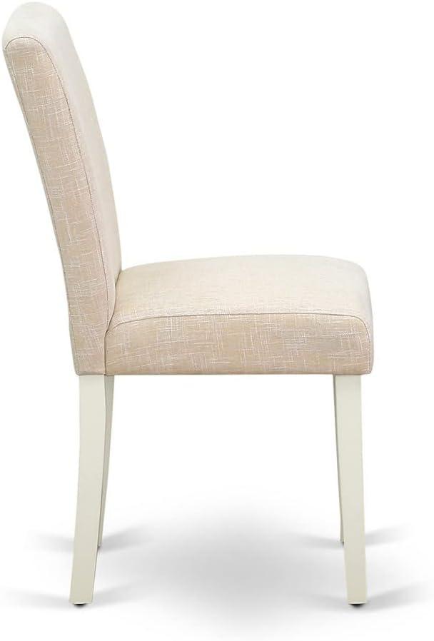East West Furniture Dublin 3-piece Wood Dining Set with Linen Seat in White