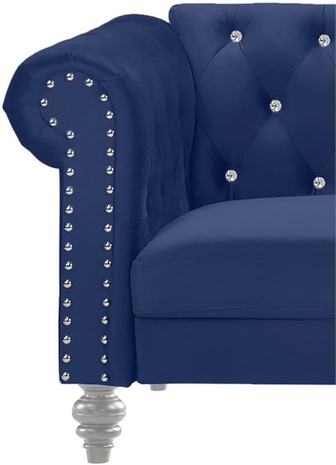 New Classic Furniture Emma Crystal Velvet Fabric Chair in Royal Blue