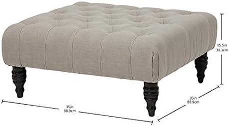 Baxton Studio Keswick Beige Linen Modern Tufted Ottoman