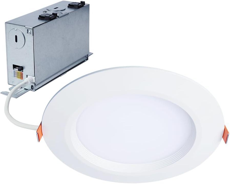 White Aluminum Ultra-Slim Regressed LED Downlight with Dim to Warm