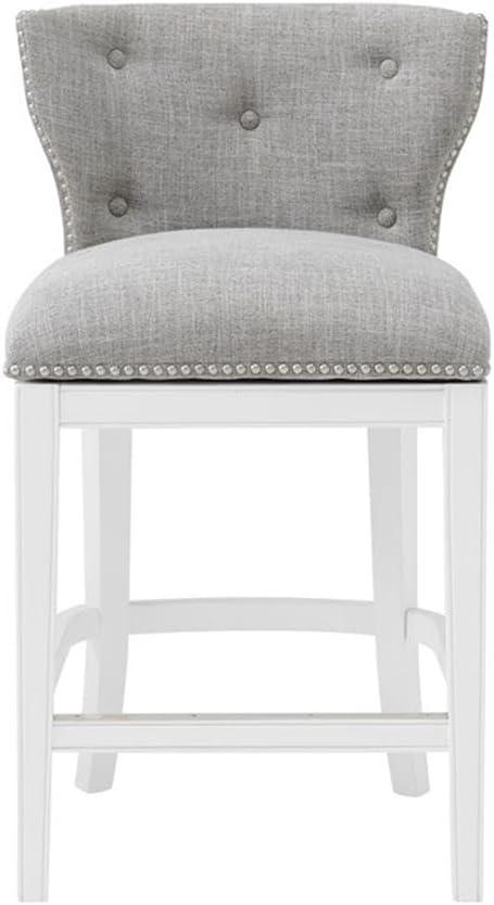 Miranda Swivel Counter Height Barstool White - Alaterre Furniture: 36in, Upholstered, Rubberwood Frame