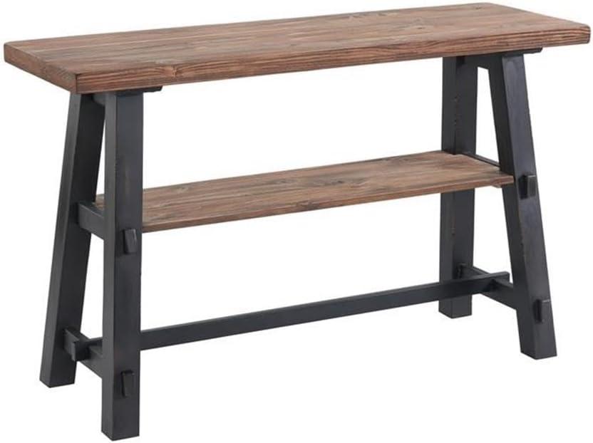 Adam 4-Piece Solid Wood Living Room Set with Distressed Black Sawhorse Legs