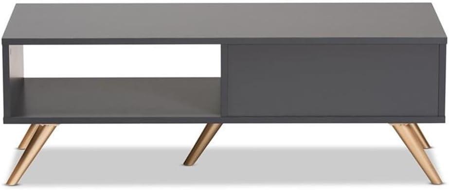 Kelson Wood Coffee Table Dark Gray/Gold - Baxton Studio