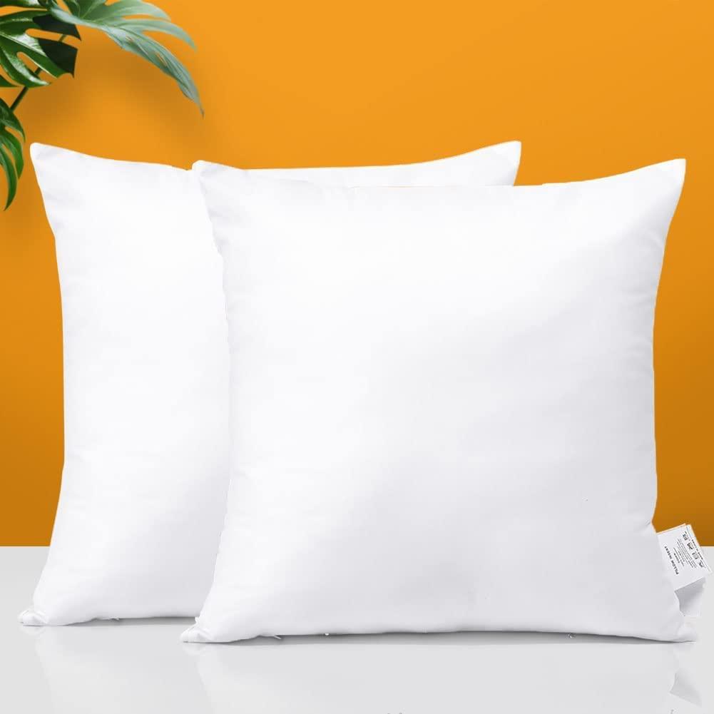 THROW PILLOW, SOFA PILLOW, OUT DOOR PILLOW, COUCH PILLOW, BEDDING PILLOW Inserts (Set of 2, White), 18x18 Inches - Lightweight Fillers for Sofa, Bed, and Home Décor (18x18 Inch (Pack of 2)