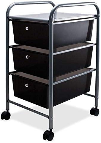 Advantus 3-Drawer Organizer 3 Drawer - 4 Casters - Metal - x 15.5" Width x 13" Depth x 27" Height - Smoke - 1 Each