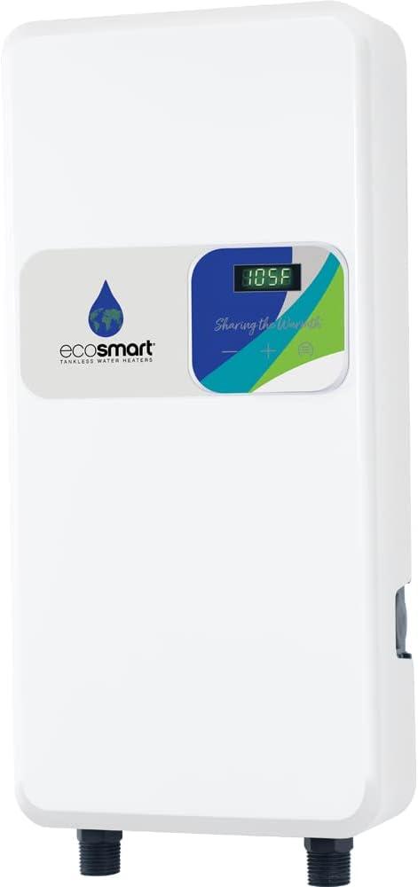 EcoSmart White Electric Tankless Water Heater with Digital Display