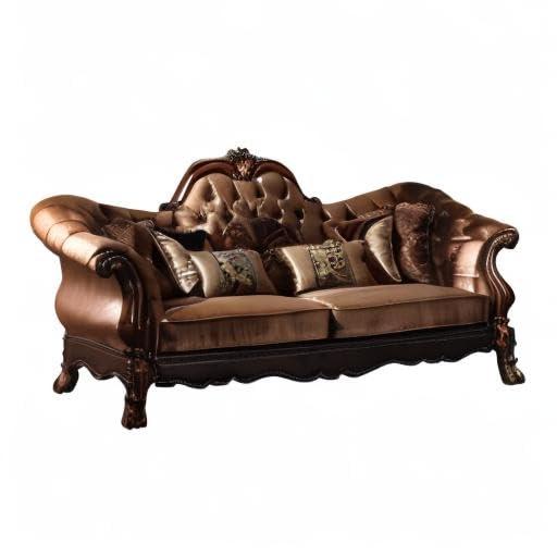 Acme Furniture Dresden Sofa Golden Brown Velvet/Cherry Oak