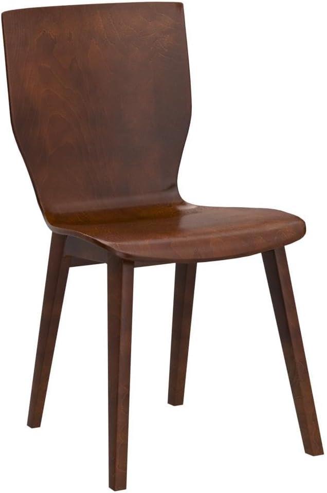 Set of 2 Elsa Mid - Century Modern Scandinavian Style Bent Wood Counter Height Barstool - "Walnut" Dark Brown - Baxton Studio