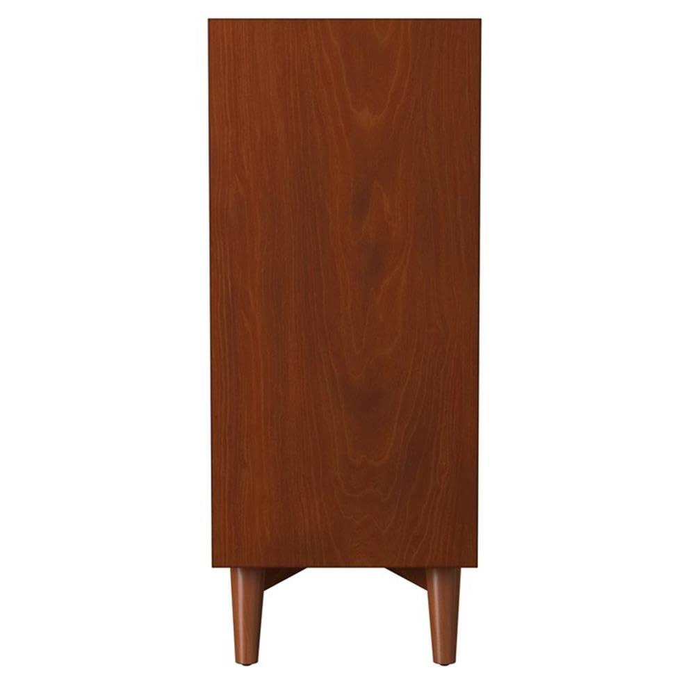 Flynn Mid Century Modern 4 Drawer Multifunction Chest with Pull Out Workstation Tray in Acorn Finish