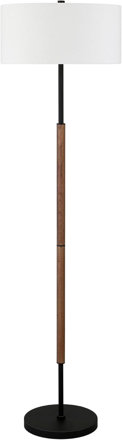 Contemporary 61" Blackened Bronze/Rustic Oak Smart Floor Lamp