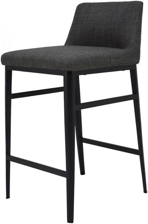 Contemporary Charcoal Gray Upholstered Counter Stool with Steel Legs